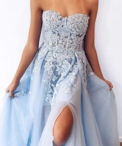 Alamour Made-To-Order Estafania Beaded Tulle Gown - Baby Blue A-Line Gowns 19 Alamour Made-To-Order Estafania Beaded Tulle Gown - Baby Blue A-Line Gowns