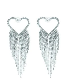 Alamour The Label Latika Silver Heart Drop Earrings
