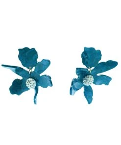 Alamour The Label Luna Teal Flower Statement Earrings