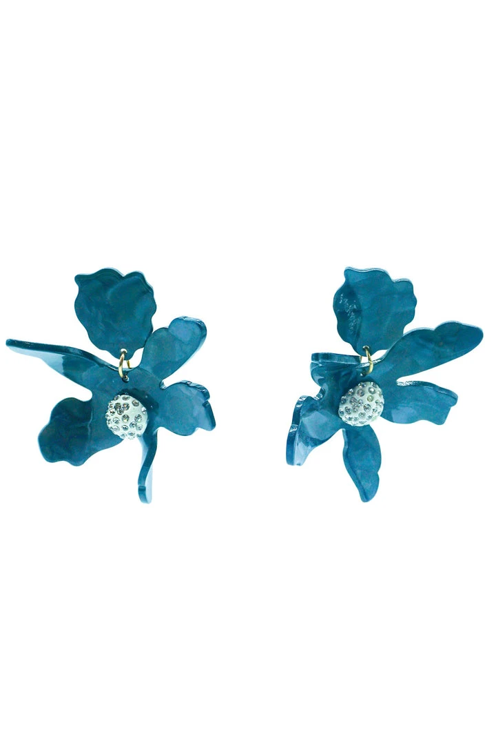 Alamour The Label Luna Teal Flower Statement Earrings 1 Alamour The Label Luna Teal Flower Statement Earrings