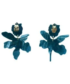 Alamour The Label Luna Teal Flower Statement Earrings